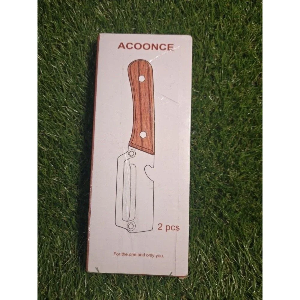 2 Pack Vegetable Peeler with Bottle Opener Stainless Steel Wood Handle Slicer